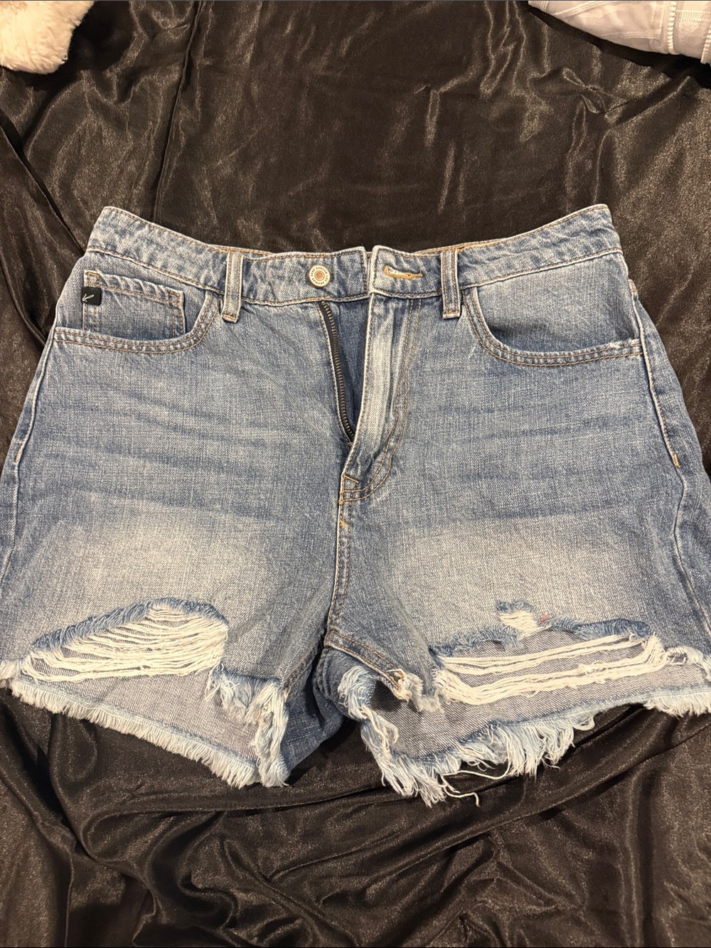 Casual Distressed Light Blue Denim Shorts